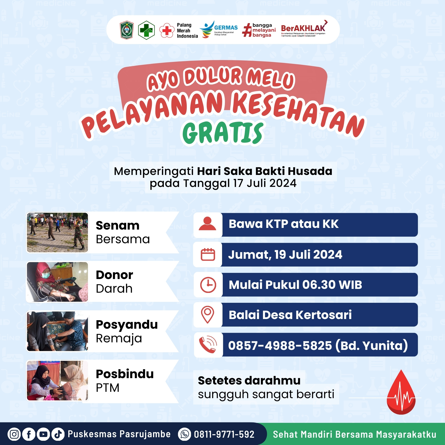 Ayo Dulur Melu Gebyar Pelayanan Kesehatan Gratis di Desa Kertosari