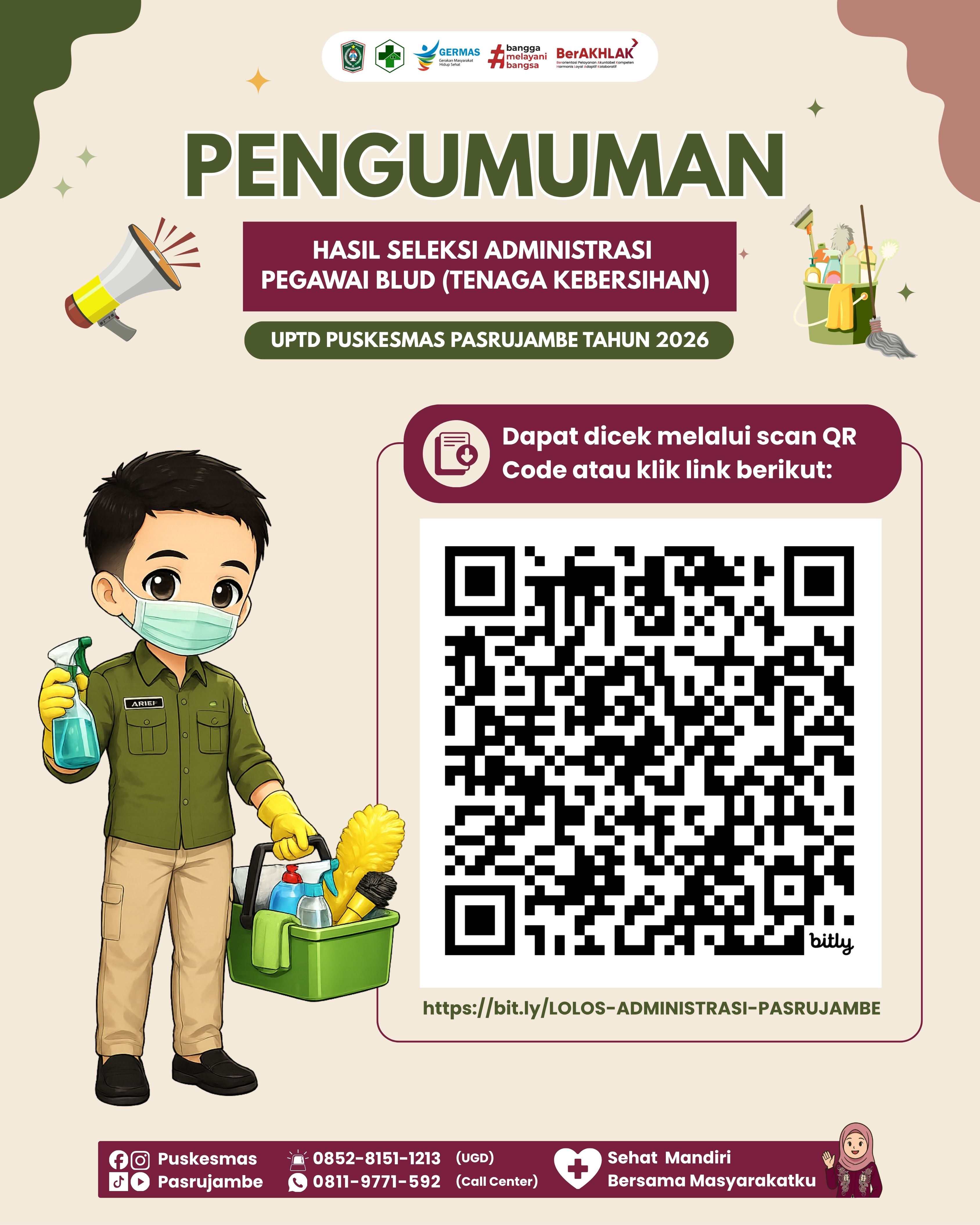 Pengumuman Hasil Seleksi Administrasi Pegawai BLUD UPTD Puskesmas Pasrujambe Tahun 2026