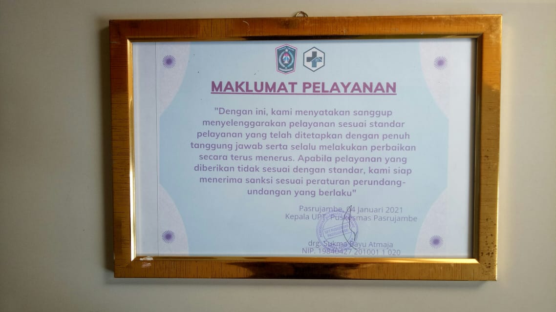 Maklumat Pelayanan UPT Puskesmas Pasrujambe